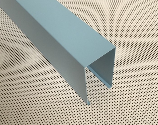 Bubuk Biru Dilapisi Aluminium U-berbentuk Linear Metal Ceiling Width 50mm Tinggi 100mm