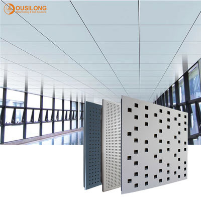 Klip Putih Tahan Air Di Aluminium / Aluminium Ceiling Tiles Panel Plafon Logam Berlubang Untuk Kantor