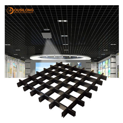 Suspensi Open Cell Aluminium Metal False Tee Grid Ceiling untuk Dekorasi Dinding Interior Bangunan