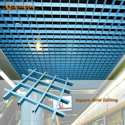 Bangunan Dinding Plafon Meliputi Bahan Dekorasi RAL 9016 Suspended Metal Square Cell Ceiling Grid