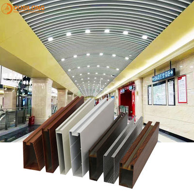 Konstruksi Suspended Metal Linear Baffle Strip Dekoratif Extruded Aluminium / Aluminium Profile Wall Ceiling Panel