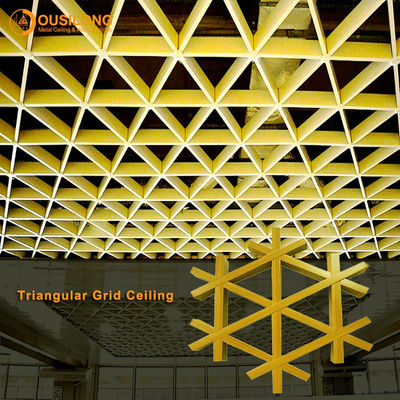 Aluminium Tahan Karat Suspended Open Grid Ceiling / Aluminium Grille Ceiling Panel untuk Pusat Perbelanjaan