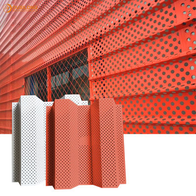 Tahan Cuaca Panel Dinding Aluminium Bergelombang Ubin Logam Arsitektur Untuk Bangunan Komersial