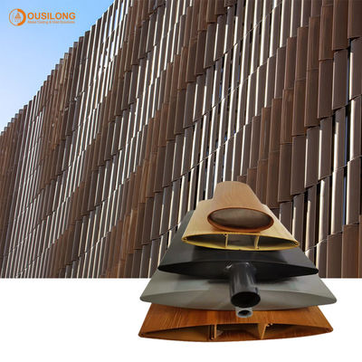 Dinding Tirai Eksterior Fasad Logam Dekoratif Sun Shade Panel Aluminium Louver