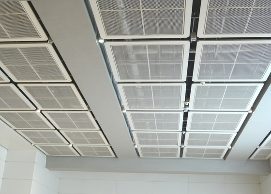Interior Galvanized Iron Wire Diperluas Metal Mesh Ceiling, Powder Coating Suspended Metal Ceiling Tiles