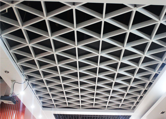 Fashionable Rustproof Aluminium Suspended Open Grid Ceiling / Grille Ceiling untuk Shopping Mail