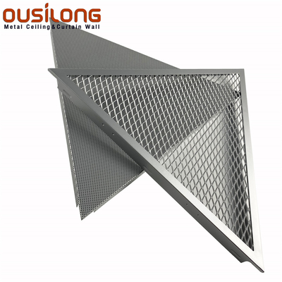 1.0mm Segitiga Aluminium Mesh Clip-in Snap-in Ceiling Untuk Bangunan Komersial