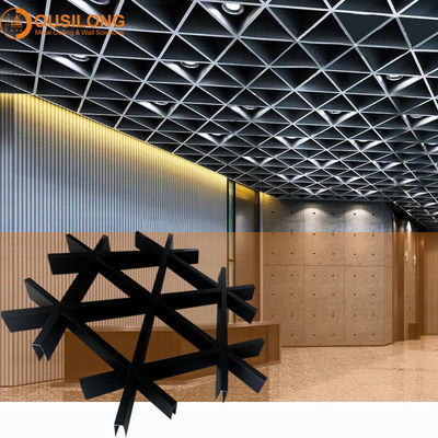 Galeri Segitiga Metal Grid Ceiling Building Wall Ceiling Dekoratif Aluminium / Bahan Profil Aluminium
