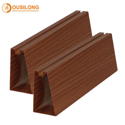 Wood Look Aluminium Profile Plank Dekoratif Suspended Metal False Ceiling untuk Pusat Perbelanjaan