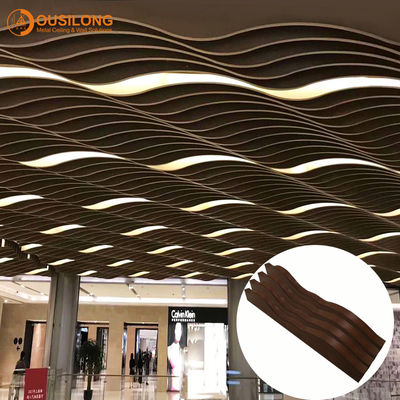 tahan air Suspended Ceiling Tiles Novel Design Curved Aluminium Baffle Ceiling