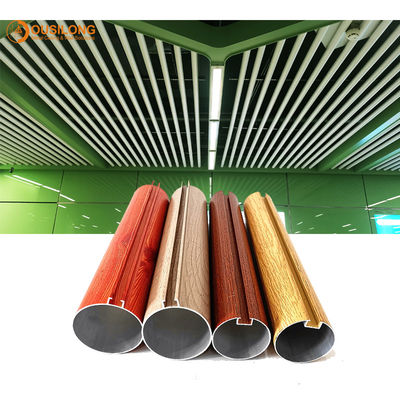 Aluminium Dekorasi Round Tube Linear Metal Ceiling, Strip Ceiling Plafon Palsu 75mm Dia