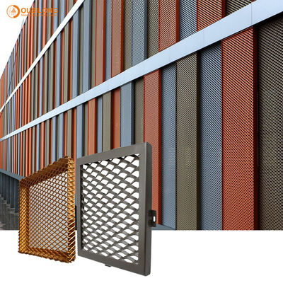 Panel dinding eksterior bahan dekoratif fasad logam kelongsong panel langit-langit jala aluminium