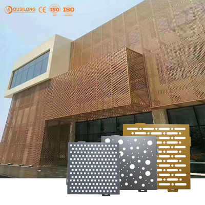 Panel Dinding Tirai Potong CNC Panel Cladding Fasad Aluminium Berlubang untuk Ornamen Arsitektur