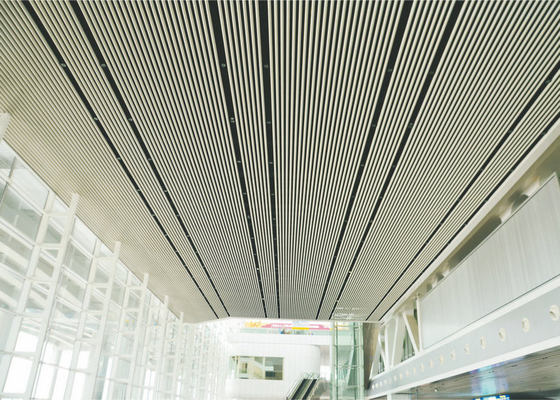 High Grade Aluminium Tubular Linear Metal Ceiling, Museum Langit Palsu Putih 50mm Dia