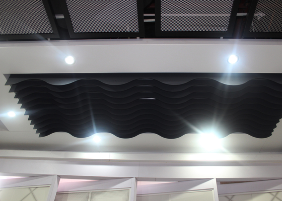 Curling J Shaped Plug-in Floating Linear Ceiling Tiles Kustom Aluminium Suspended Metal Strip Ceiling