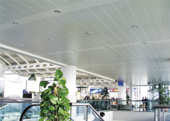 Bangunan Plafon Strip Aluminium Dihiasi yang Ditangguhkan, Panel Arsitektur Palsu Logam Interior