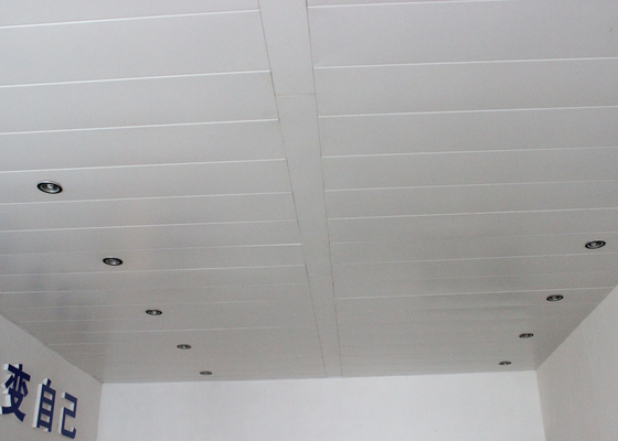 RAL 9010 Powder Coating Aluminium Strip Ceiling, Decorative Office Building Ceiling Tiles